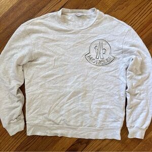 MONCLER - Logo-Embroidered Mélange Loopback Cotton-Jersey Sweatshirt - Gray S